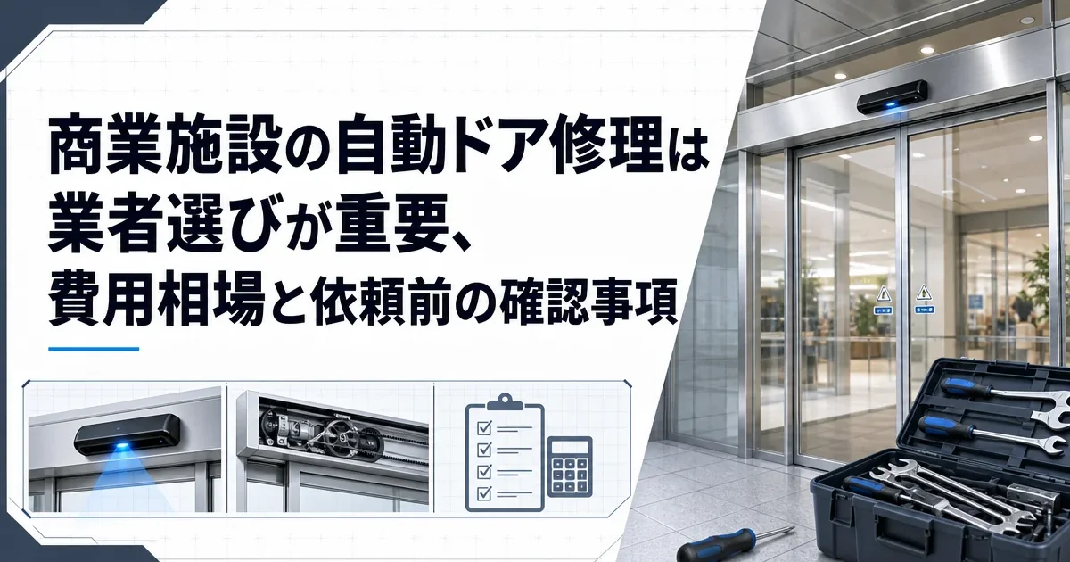 商業施設の自動ドア修理は業者選びが重要、費用相場と依頼前の確認事項