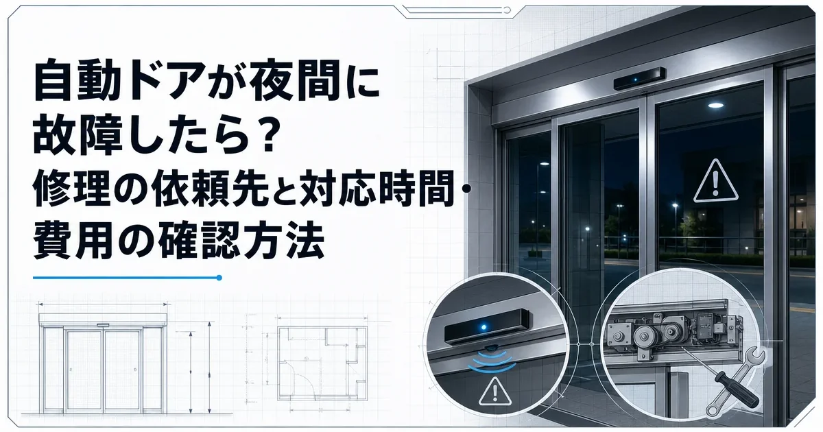 自動ドアが夜間に故障したら？修理の依頼先と対応時間・費用の確認方法