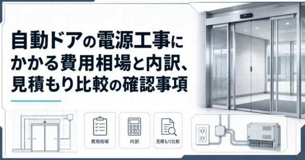 自動ドアの電源工事にかかる費用相場と内訳、見積もり比較の確認事項