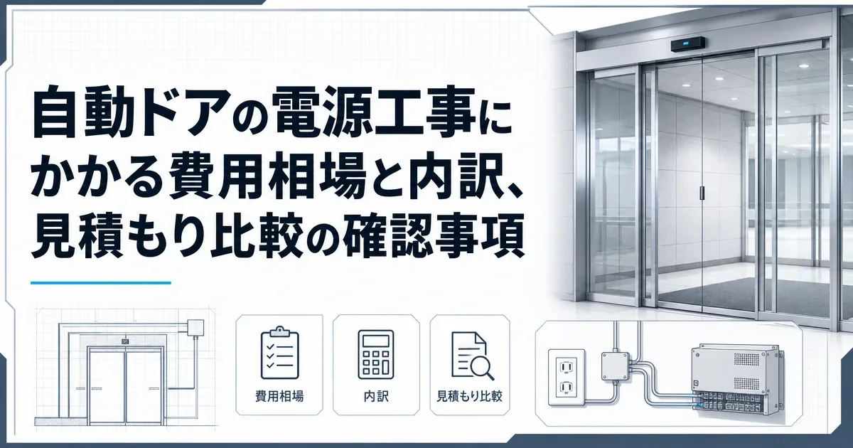 自動ドアの電源工事にかかる費用相場と内訳、見積もり比較の確認事項