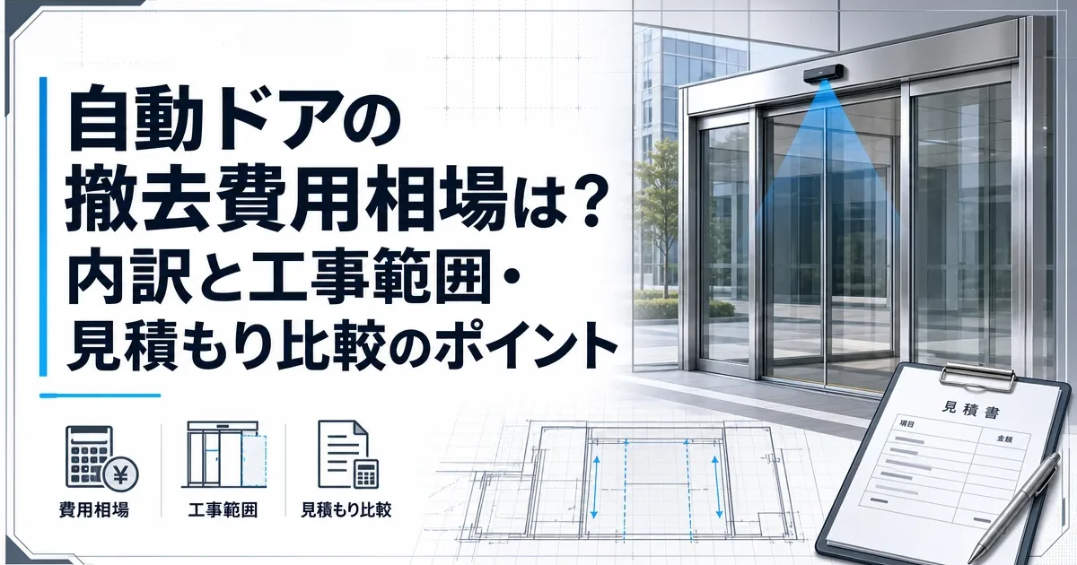 自動ドアの撤去費用相場は？内訳と工事範囲・見積もり比較のポイント