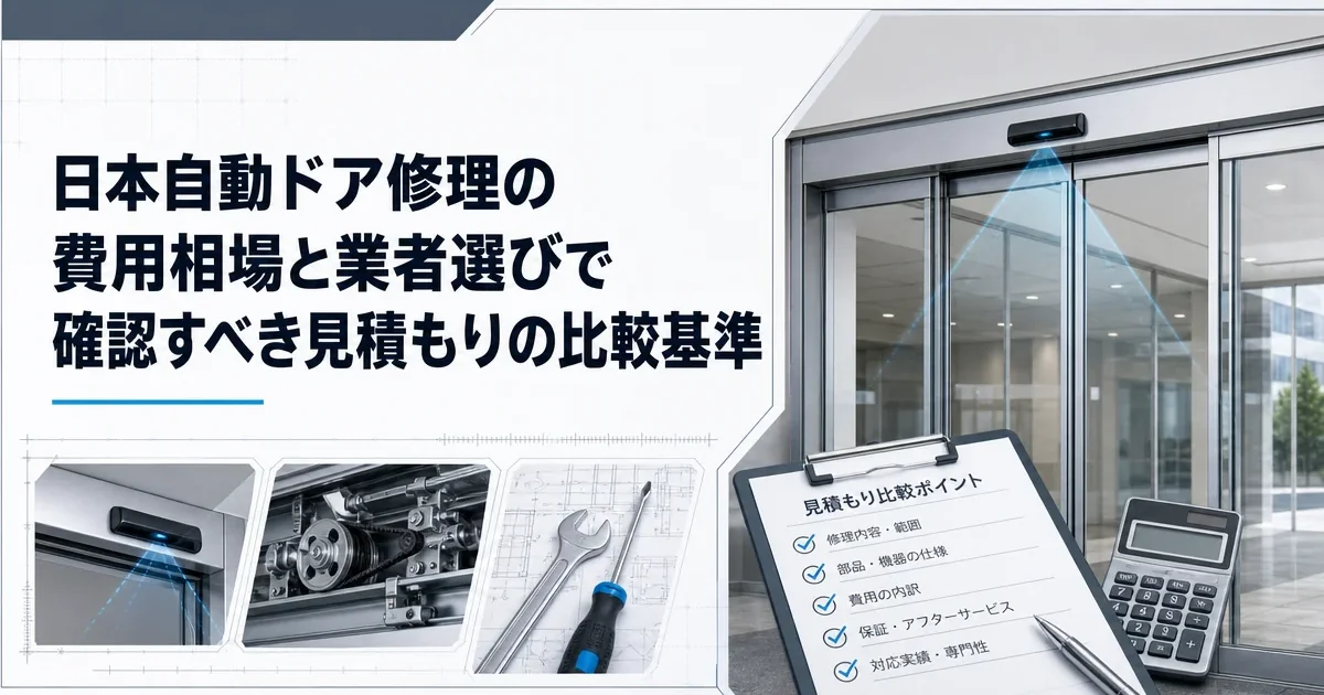 日本自動ドア修理の費用相場と業者選びで確認すべき見積もりの比較基準