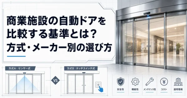商業施設の自動ドアを比較する基準とは？方式・メーカー別の選び方