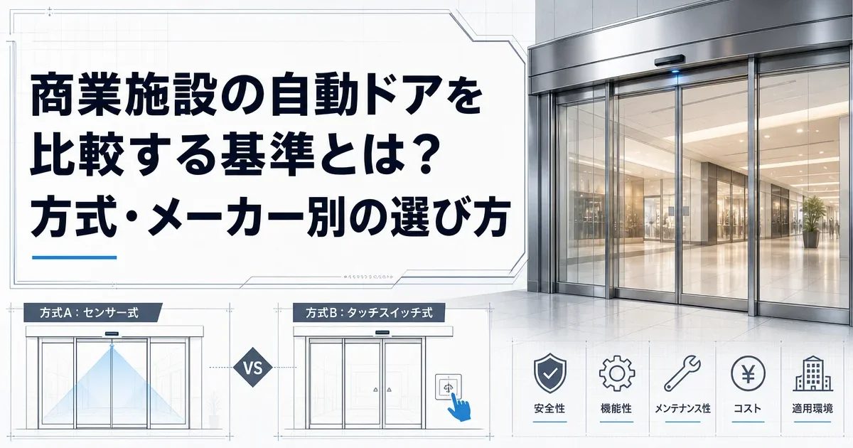 商業施設の自動ドアを比較する基準とは？方式・メーカー別の選び方